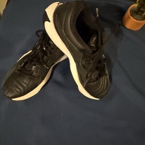 Black Leather Sneakers with White Soles